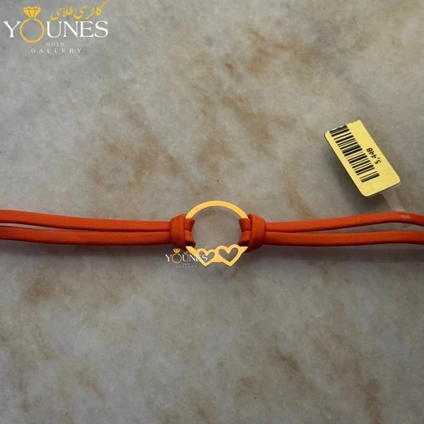 دستبند طلا چرم دولاین قلبی